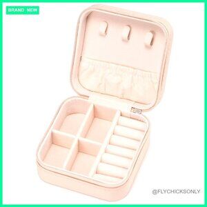 Mini Travel Jewelry Case Organizer with Zipper PU Leather Storage
